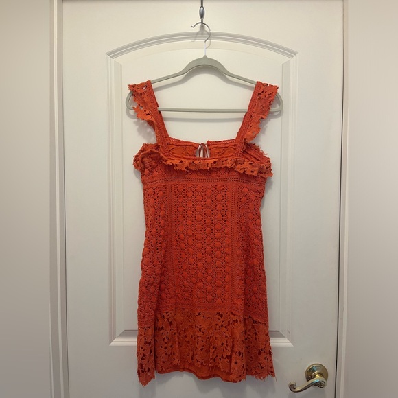 Free People Orange Crochet Mini Dress - Picture 4 of 5